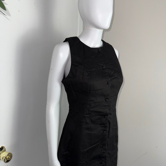 Commense Sleeveless Mini Dress Button‎ Front Fitted Party Cocktail Black Size L - Picture 16 of 17